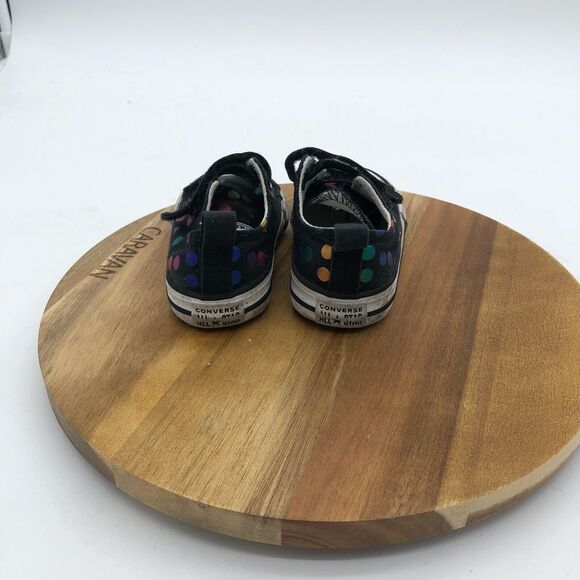 Converse Chuck Taylor All Star 2V Lo Sneakers Infant 4 Black Confetti Polka Dots - Picture 4 of 9